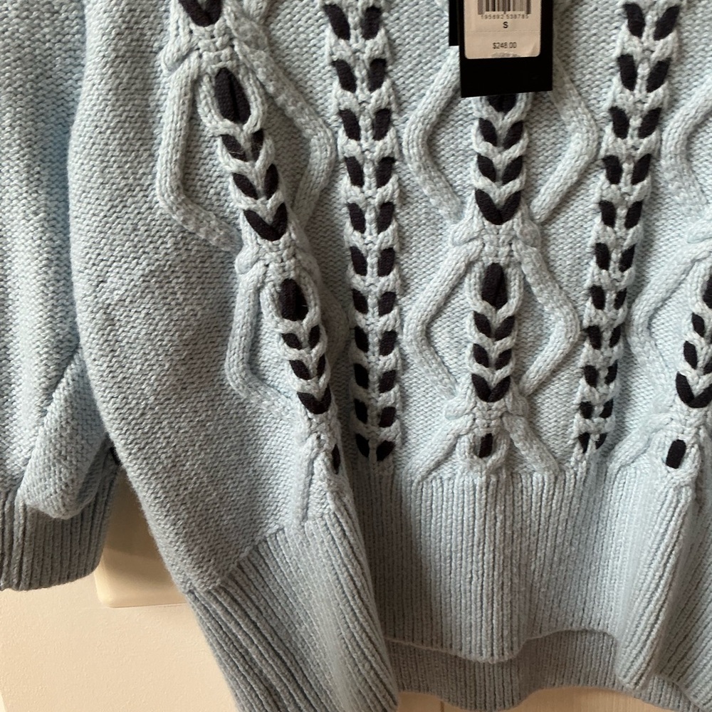 RAILS ADDY CONTRAST DIAMOND SKY BLUE KNIT SWEATER SIZE SMALL - Picture 3 of 15